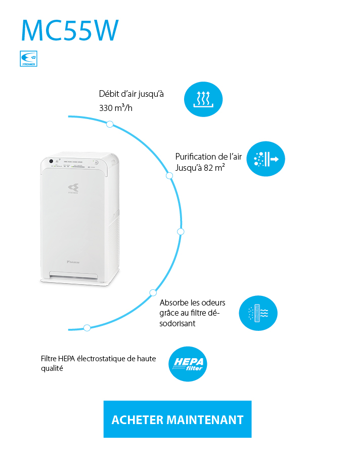 Purificateur d'air MCK55W 330 m³/h Blanc Daikin